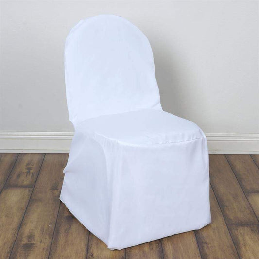 Polyester Slip On Banquet Chair Covers White - Stain - Resistant Reusable Durable Fabric - NestOCart