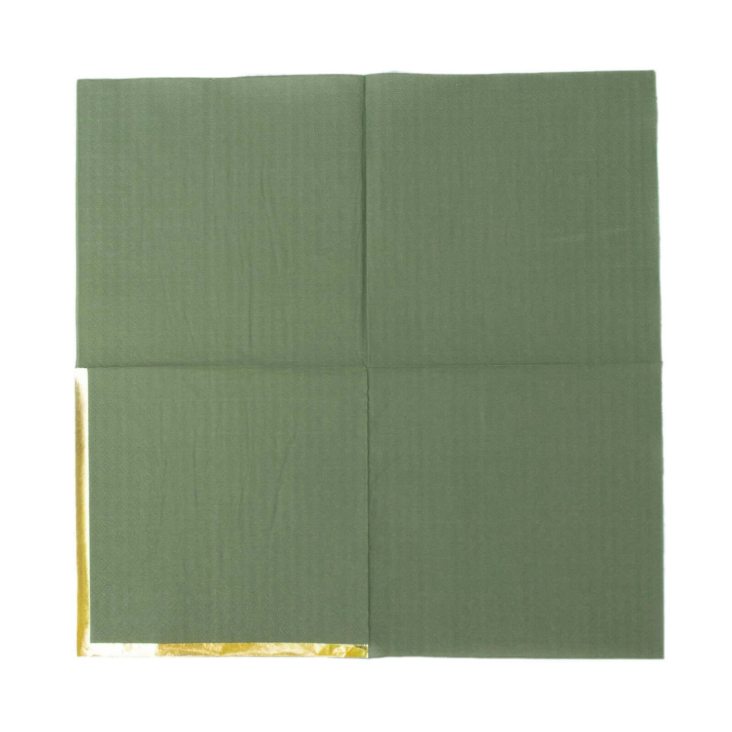 50-Pack Paper Beverage Napkins with Gold Foil Olive Green - Disposable 2 Ply Cocktail Napkins for Events 6.5"x6.5"