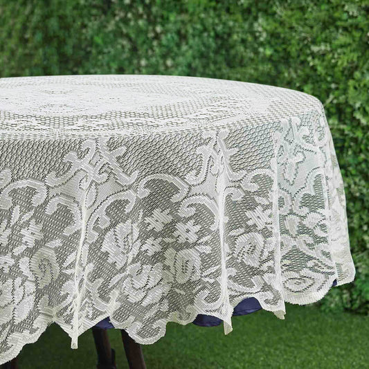 Lace 70" Round Tablecloth Ivory - Premium Design for Intimate Table Settings