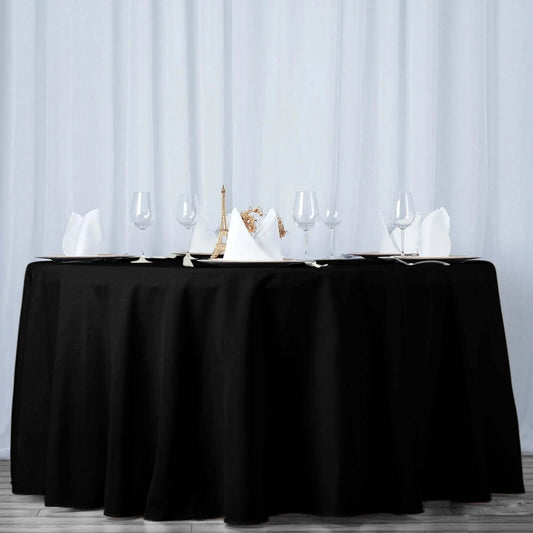 Premium Polyester 108" Round Tablecloth Black - Wrinkle - Resistant 220GSM Table Cover for Weddings & Events - NestOCart