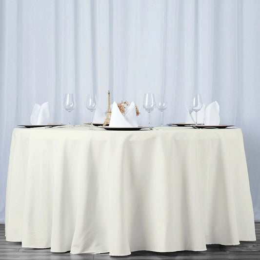 Premium Polyester 108" Round Tablecloth Ivory - Wrinkle - Resistant 220GSM Table Cover - NestOCart