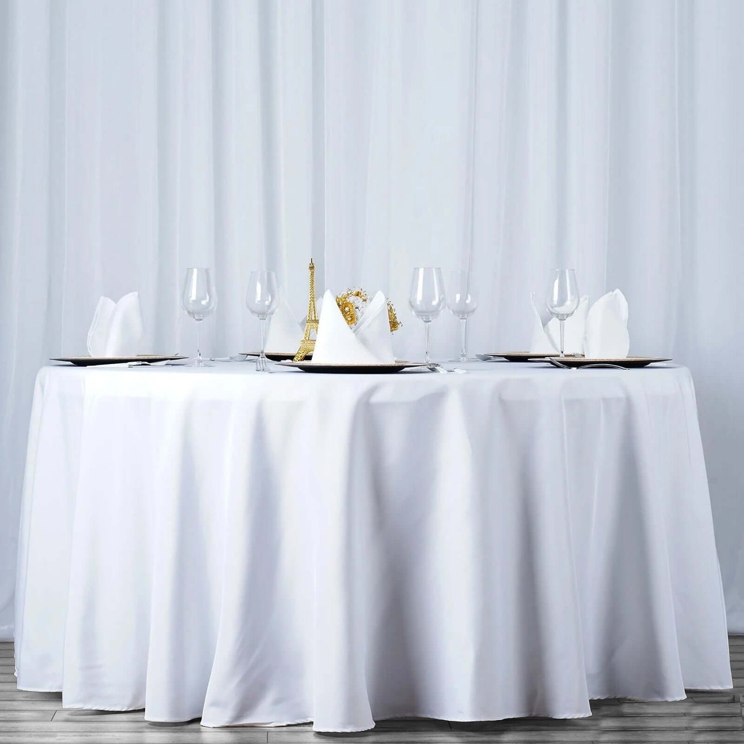Premium Polyester 120" Round Tablecloth White - Seamless 220GSM Wrinkle - Resistant Design for Classy Events - NestOCart