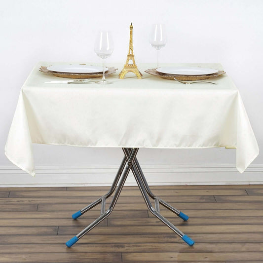 Premium Polyester 54"x54" Square Tablecloth Ivory - Stain and Wrinkle - Resistant 220GSM Table Cover - NestOCart