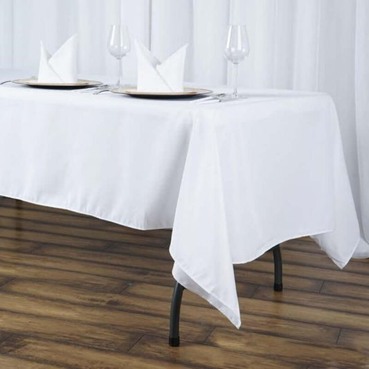 Premium Polyester 60"x102" Rectangle Tablecloth White - Durable 220GSM Wrinkle - Resistant Design Table Cover for Weddings & Events - NestOCart