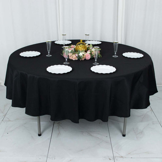 Premium Polyester 90" Round Tablecloth Black - Stain and Wrinkle - Resistant 220GSM Table Cover for Weddings & Event Decor - NestOCart