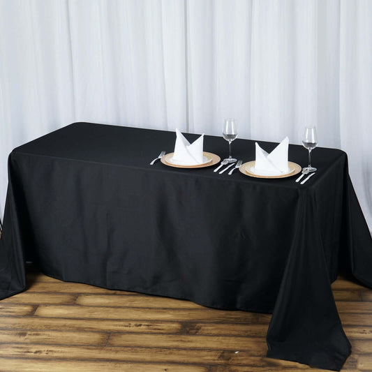 Premium Polyester 90"x132" Rectangle Tablecloth Black - Seamless 220GSM Stain - Resistant Design for Luxurious Events - NestOCart