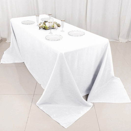 Premium Polyester 90"x132" Rectangle Tablecloth White - Seamless 220GSM Stain - Resistant Design for Luxurious Events - NestOCart