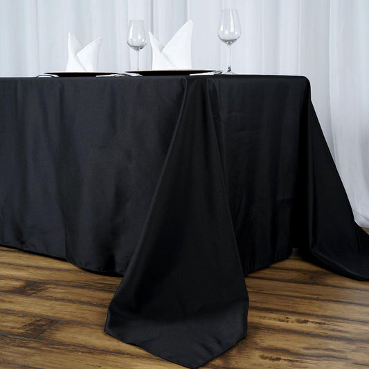 Premium Polyester 90"x156" Rectangle Tablecloth Black - Seamless 220GSM Stain - Resistant Design for Classy Events - NestOCart