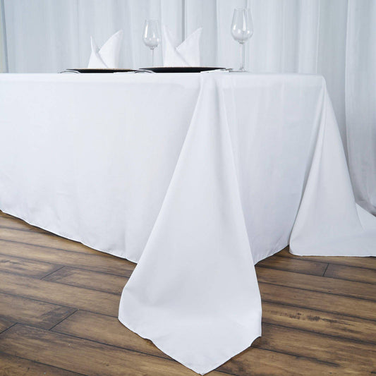 Premium Polyester 90"x156" Rectangle Tablecloth White - Seamless 220GSM Stain - Resistant Design for Classy Events - NestOCart