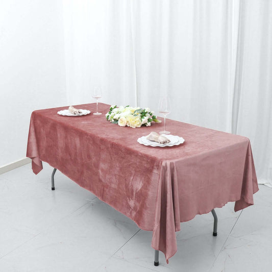 Premium Velvet 60"x102" Rectangle Tablecloth Dusty Rose - Reusable & Soft Table Cover - Bell Racket Store