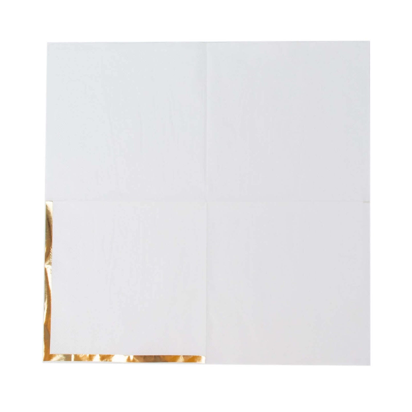 50-Pack Paper Beverage Napkins with Gold Foil Edge White - Disposable 2 Ply Cocktail Napkins for Events 6.5"x6.5"