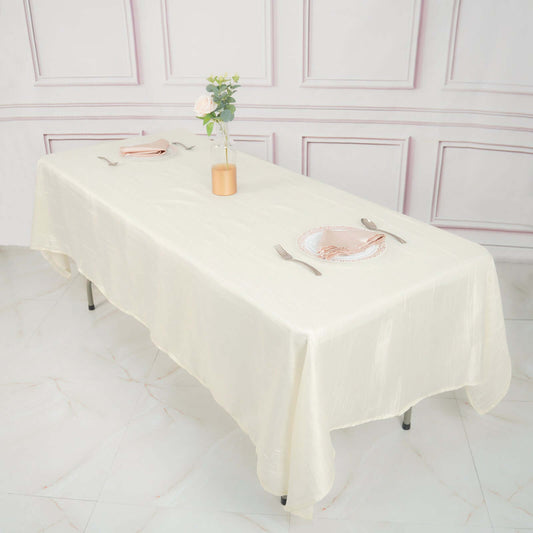 Taffeta 60"x102" Rectangle Tablecloth Ivory - Accordion Crinkle Table Cover