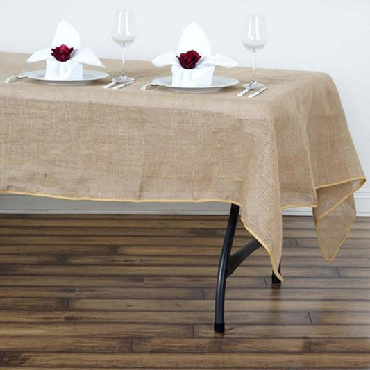 Burlap Jute 60"x102" Rectangle Tablecloth Natural - Rustic Boho Chic Table Linen