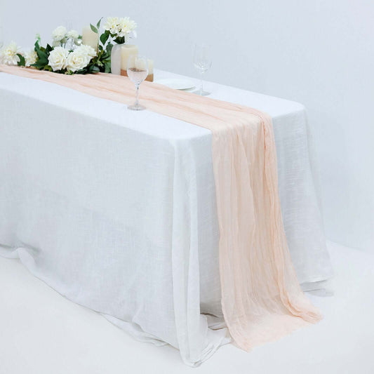 Gauze Cheesecloth 10ft Table Runner Blush - Rustic Boho Style