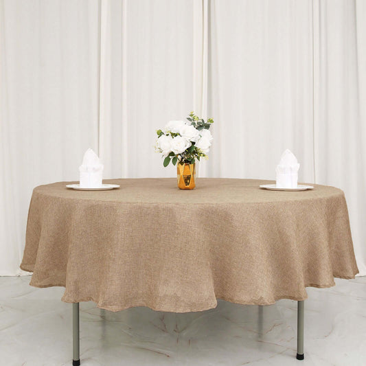 Faux Burlap Jute 90" Round Tablecloth Natural - Rustic Event Table Linen