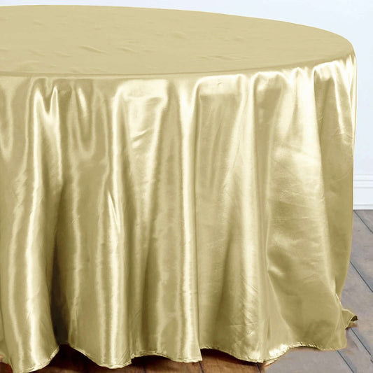Satin 108" Round Tablecloth Champagne - Smooth and Lustrous Table Cover - NestOCart