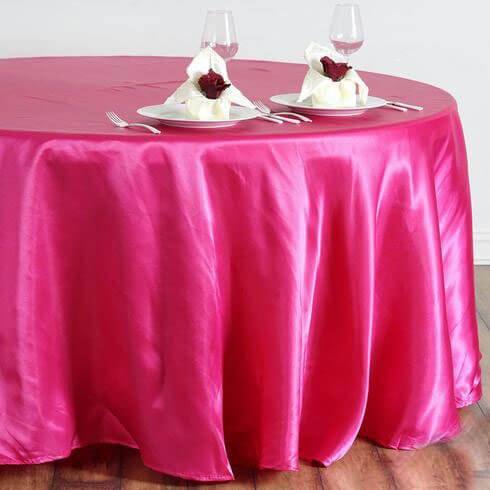 Satin 108" Round Tablecloth Fuchsia - Smooth and Lustrous Table Cover - NestOCart