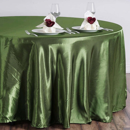 Satin 108" Round Tablecloth Olive Green - Smooth and Lustrous Table Cover - NestOCart
