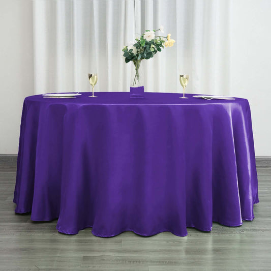 Satin 120" Round Tablecloth Purple - Stylish Seamless Table Cover - NestOCart