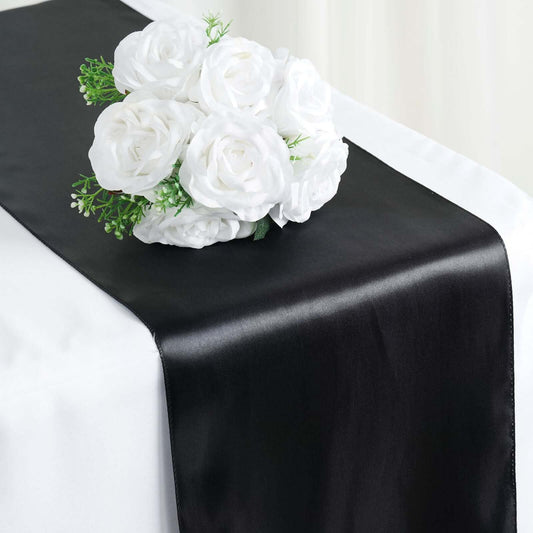 Satin 12"x108" Table Runner Black - Stylish Table Linen for Weddings & Events - NestOCart