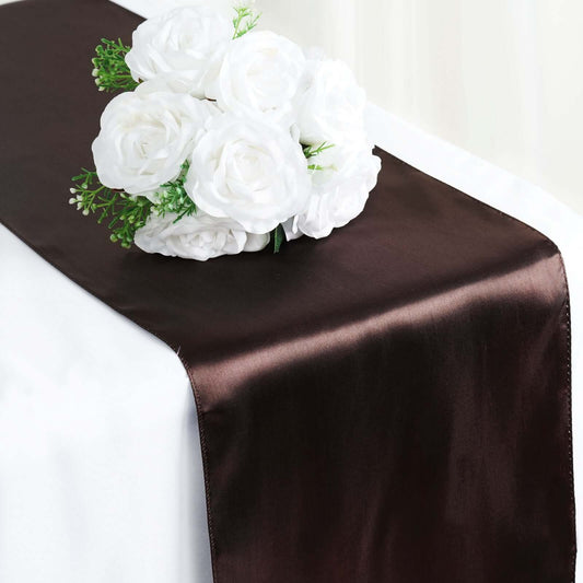 Satin 12"x108" Table Runner Chocolate - Stylish Table Linen - NestOCart