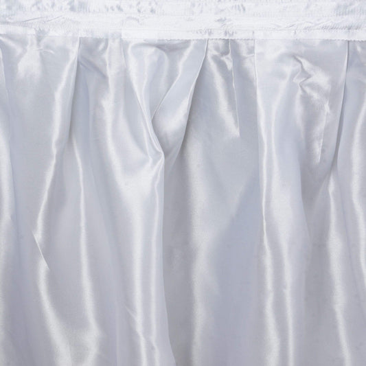 Satin 21ft Table Skirt White - Exquisite Pleated Wedding Table Decor - NestOCart