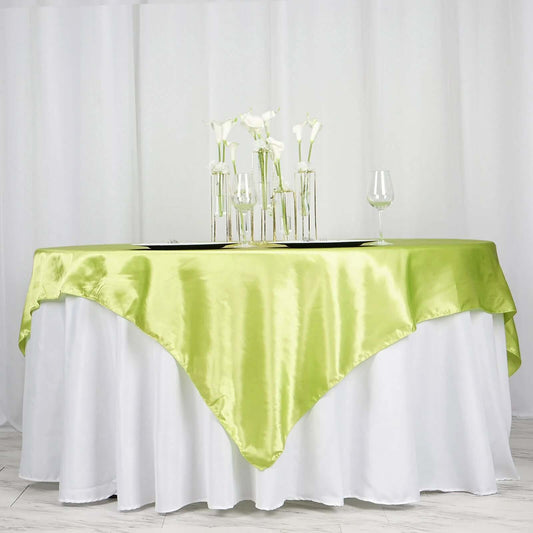 Satin 72"x72" Table Overlay Square Tablecloth Apple Green - Smooth Finish Table Cover - NestOCart
