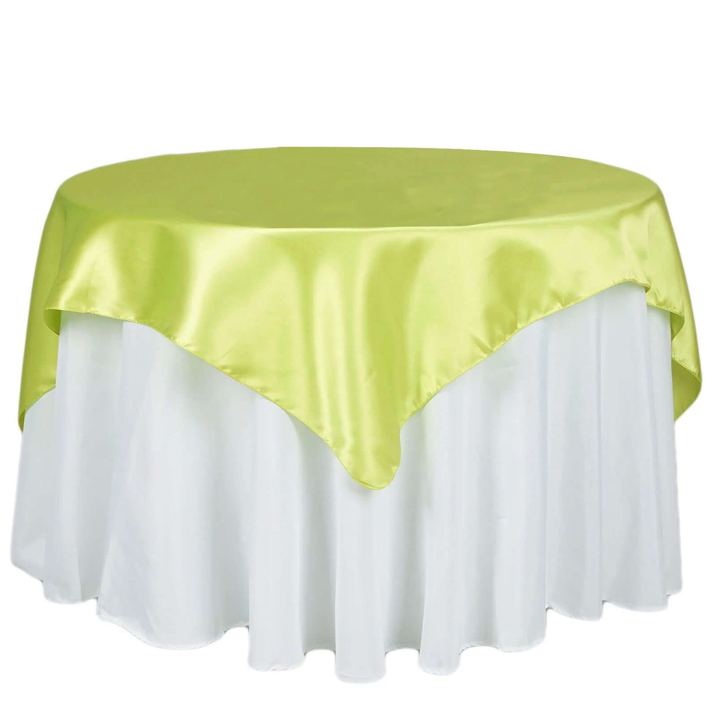 Satin 72"x72" Table Overlay Square Tablecloth Apple Green - Smooth Finish Table Cover - NestOCart