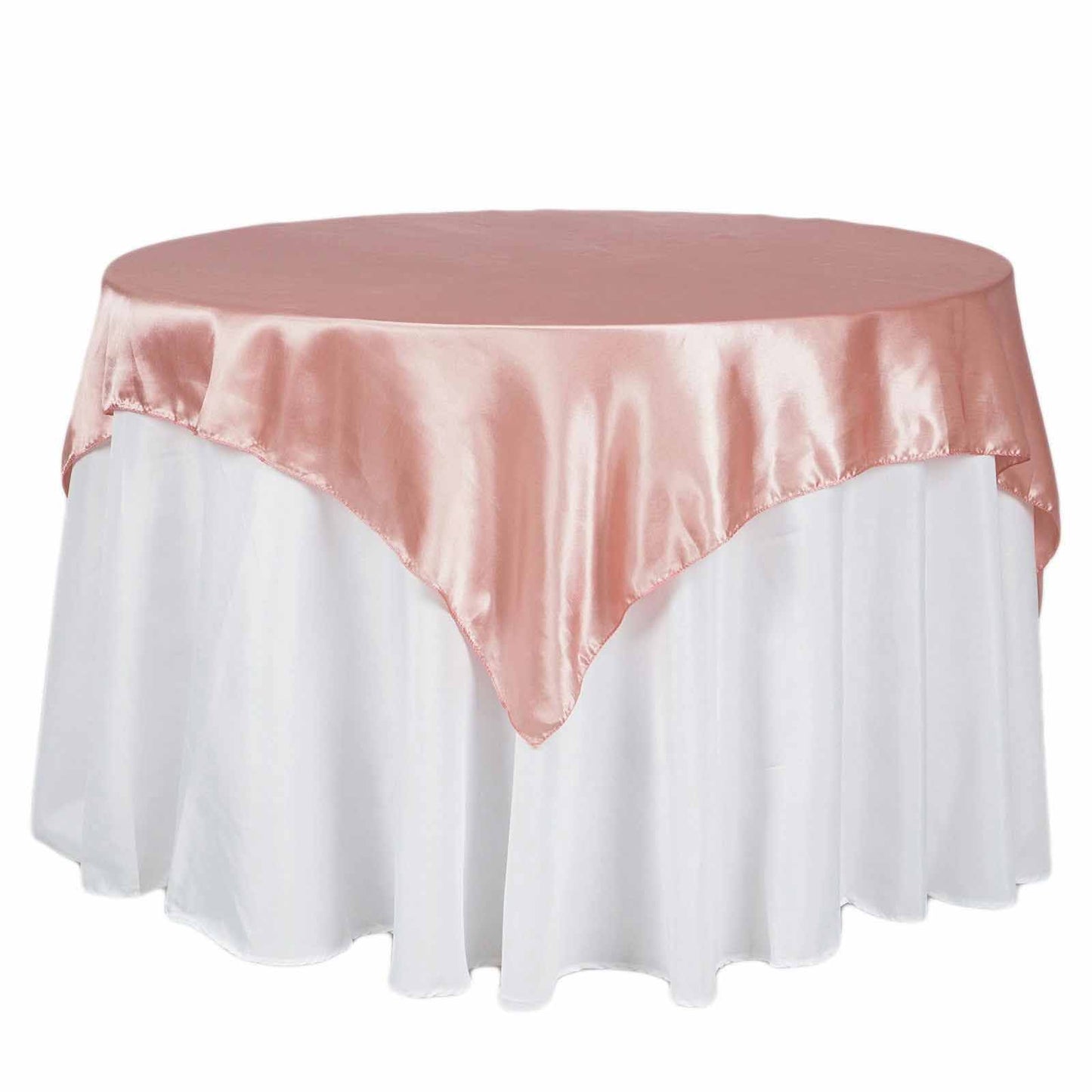 Satin 72"x72" Table Overlay Square Tablecloth Dusty Rose - Smooth Finish Table Cover - NestOCart