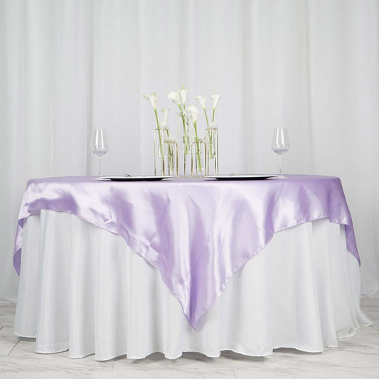 Satin 72"x72" Table Overlay Square Tablecloth Lavender Lilac - Smooth Finish Table Cover - NestOCart
