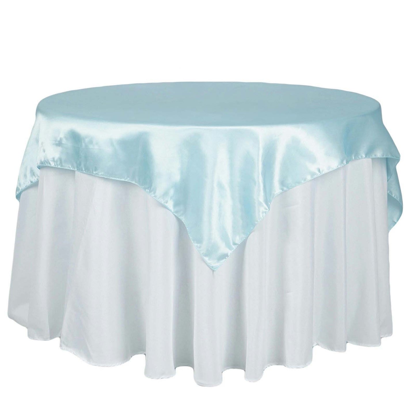 Satin 72"x72" Table Overlay Square Tablecloth Light Blue - Smooth Finish Table Cover - NestOCart