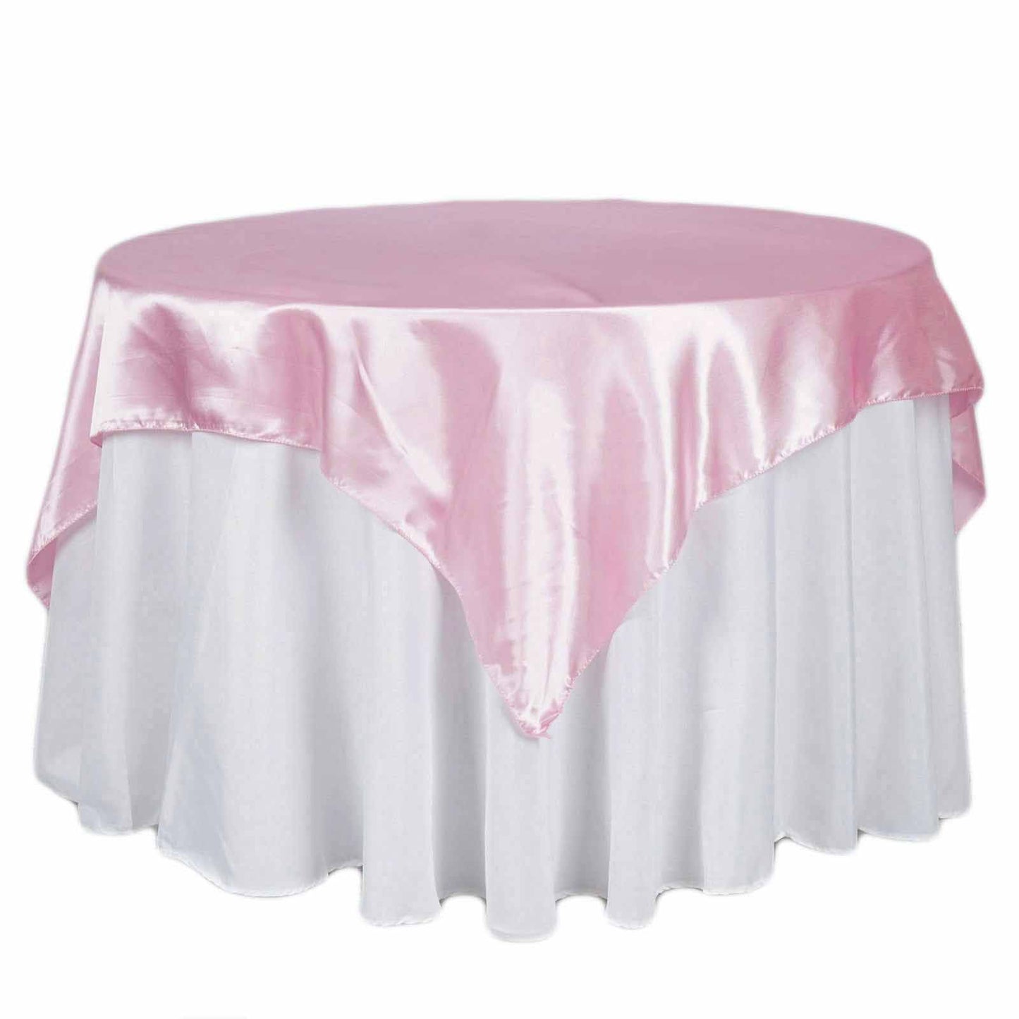 Satin 72"x72" Table Overlay Square Tablecloth Pink - Smooth Finish Table Cover - NestOCart