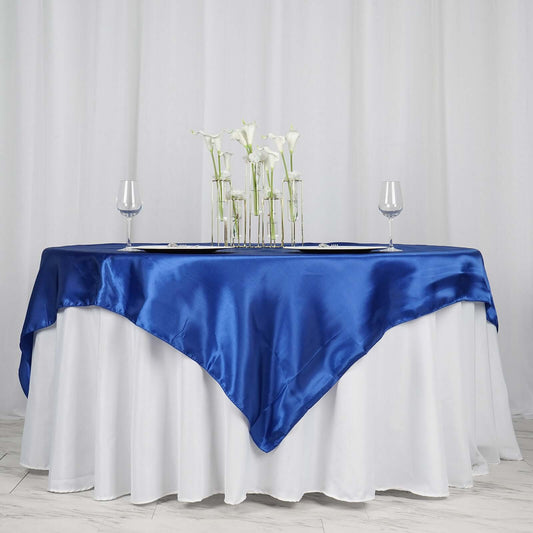 Satin 72"x72" Table Overlay Square Tablecloth Royal Blue - Smooth Finish Table Cover - NestOCart