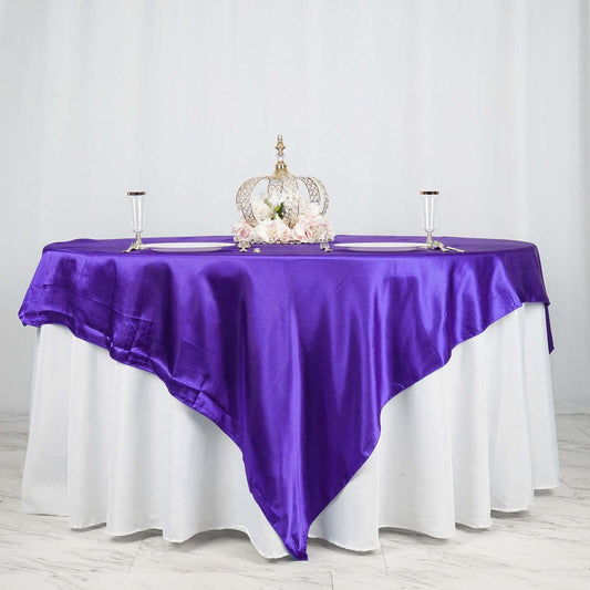 Satin 90"x90" Table Overlay Square Tablecloth Purple - Smooth Finish Table Topper - NestOCart