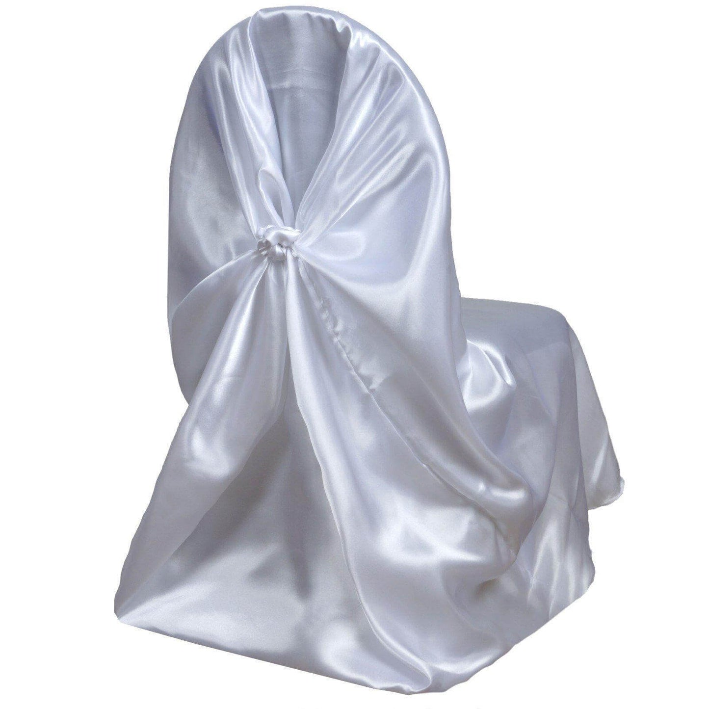 Satin Chair Cover Self - Tie Universal Design White - Durable Slip - On Cover for Folding, Dining, Banquet & Standard Chairs - NestOCart