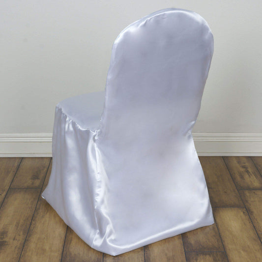 Satin Chair Covers for Banquet Chairs White with Glossy Finish - Stylish Reusable Covers for Formal Gatherings - NestOCart