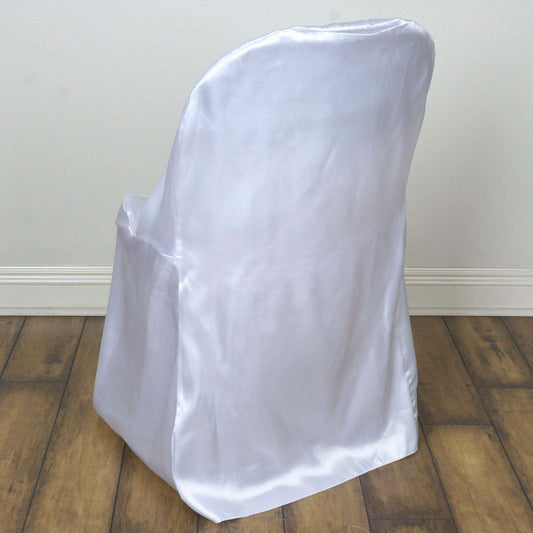 Satin Chair Covers for Folding Chairs White with Glossy Sheen - Stylish Reusable Covers for Formal Gatherings - NestOCart