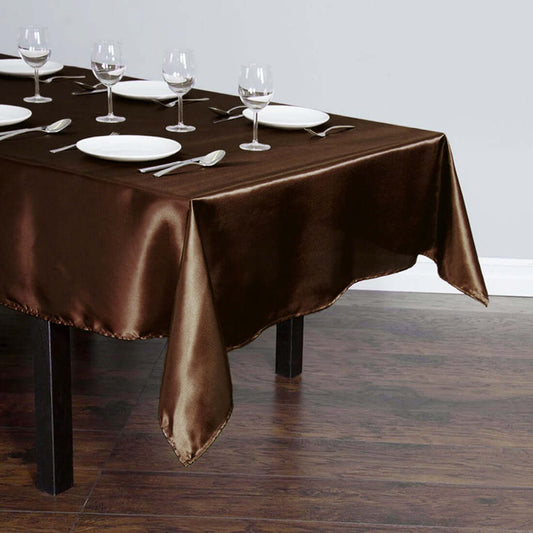 Satin Rectangular 60"x102" Tablecloth Chocolate - Smooth and Lustrous Table Cover - NestOCart