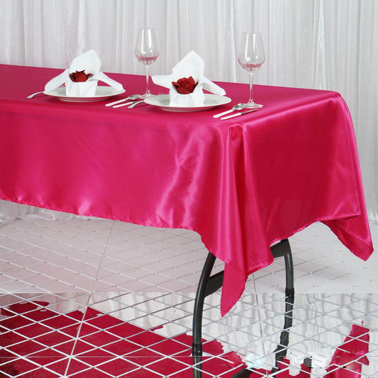 Satin Rectangular 60"x102" Tablecloth Fuchsia - Smooth and Lustrous Table Cover - NestOCart
