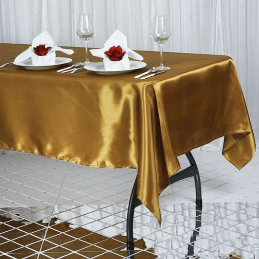 Satin Rectangular 60"x102" Tablecloth Gold - Smooth and Lustrous Finish for Weddings and Parties - NestOCart