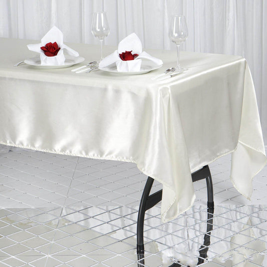 Satin Rectangular 60"x102" Tablecloth Ivory - Smooth and Lustrous Table Cover - NestOCart