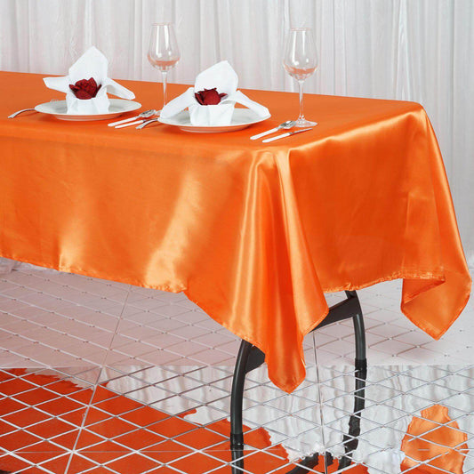 Satin Rectangular 60"x102" Tablecloth Orange - Smooth and Lustrous Table Cover - NestOCart