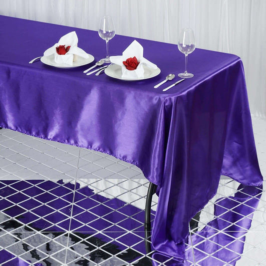 Satin Rectangular 60"x126" Tablecloth Purple - Smooth and Lustrous Table Cover - NestOCart