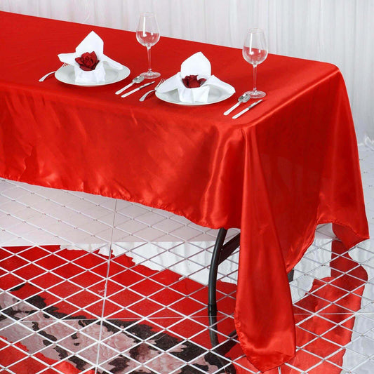 Satin Rectangular 60"x126" Tablecloth Red - Smooth and Lustrous Table Cover - NestOCart