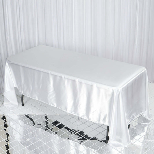 Satin Rectangular 72"x120" Tablecloth White - Smooth & Easy to Maintain Table Cover For Classy Weddings & Events - NestOCart