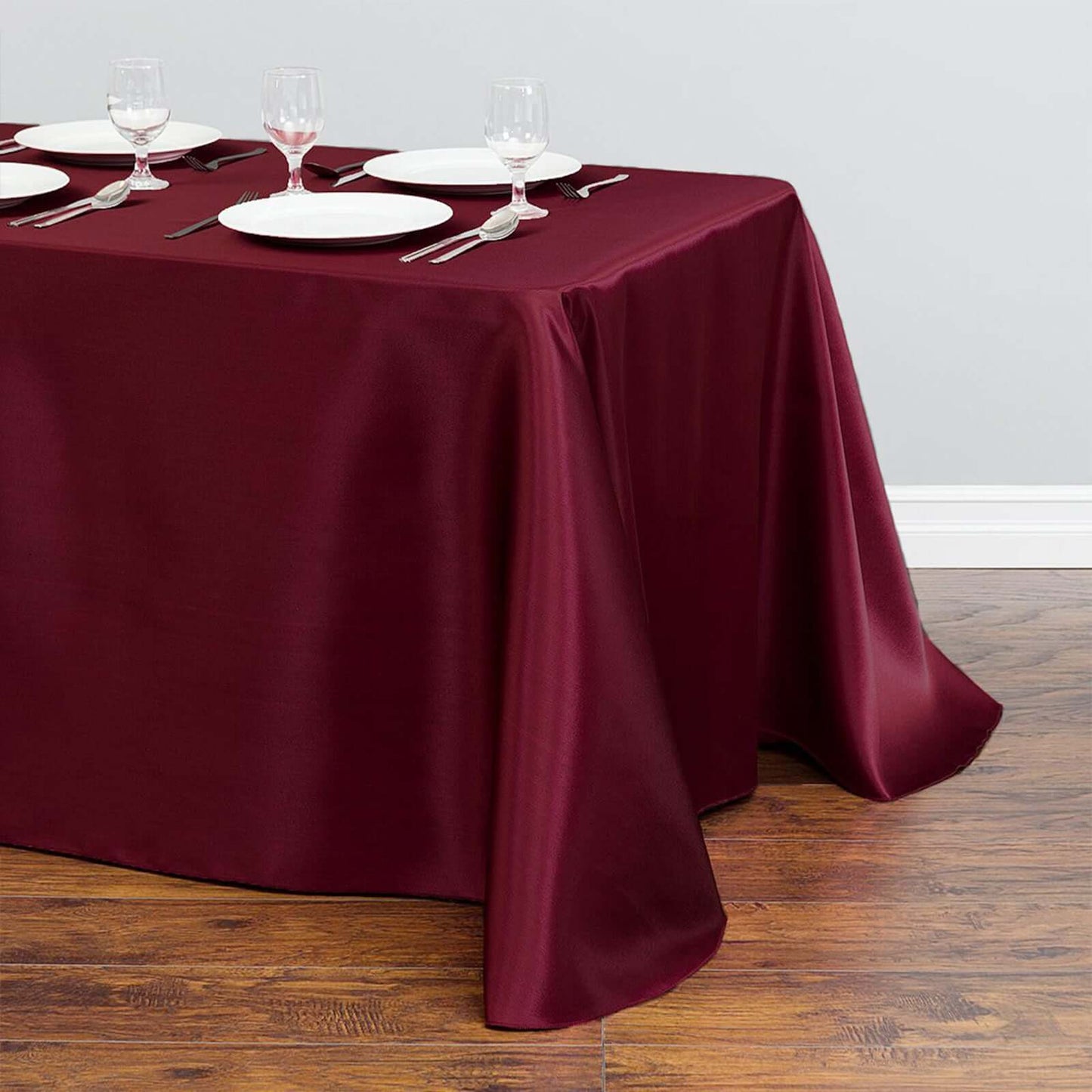 Satin Rectangular 90"x132" Tablecloth Burgundy - Seamless Table Cover - NestOCart