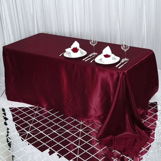 Satin Rectangular 90"x132" Tablecloth Burgundy - Seamless Table Cover - NestOCart
