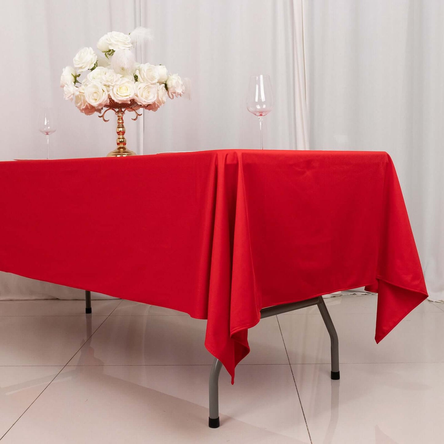 Scuba Rectangular 60"x102" Tablecloth Red - Wrinkle Free & Stain Resistant Table Cover - Bell Racket Store