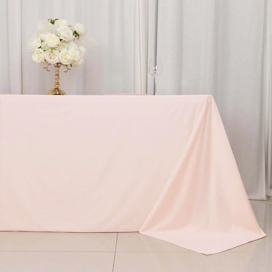 Scuba Rectangular 90"x132" Tablecloth Blush - Wrinkle Free, Stain Resistant & Seamless Table Cover - Bell Racket Store