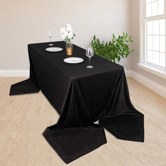 Scuba Rectangular 90"x156" Tablecloth Black - Wrinkle Free, Stain Resistant & Seamless Table Cover for Weddings and Parties - Bell Racket Store